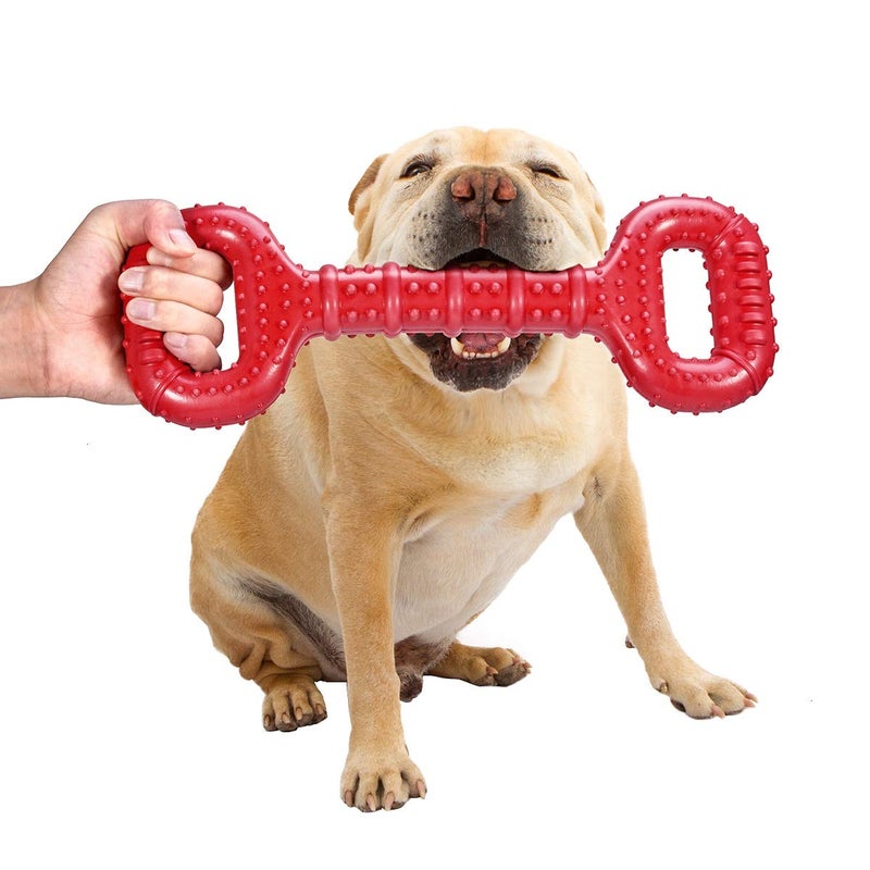 Feeko Dog Toys for Aggressive Chewers Large Breed, 15 inch Interactive Long Lasting Dogs Toy with Convex Design Natural Rubber Tug-of-war Toy for Medium Large Tooth Clean(Red) - Image 1